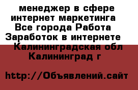 менеджер в сфере интернет-маркетинга - Все города Работа » Заработок в интернете   . Калининградская обл.,Калининград г.